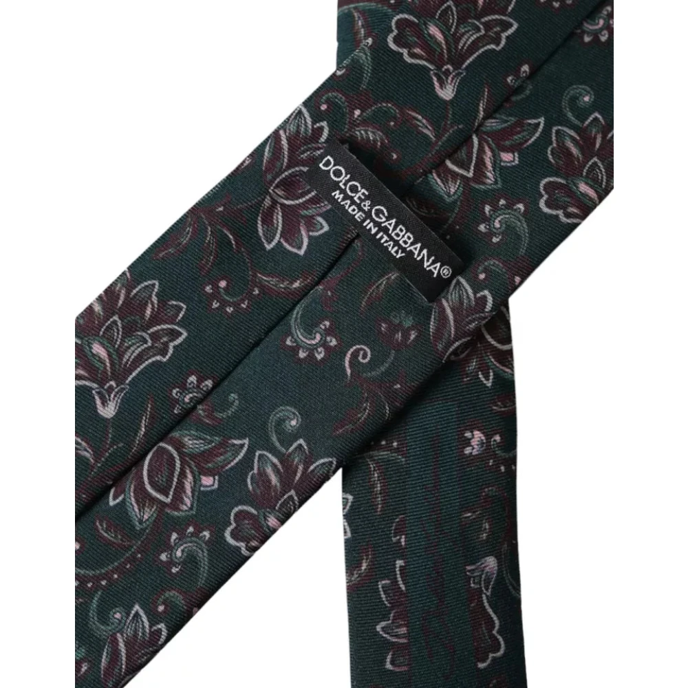 Dolce & Gabbana Groene zijden stropdas met bloemenprint Green Heren