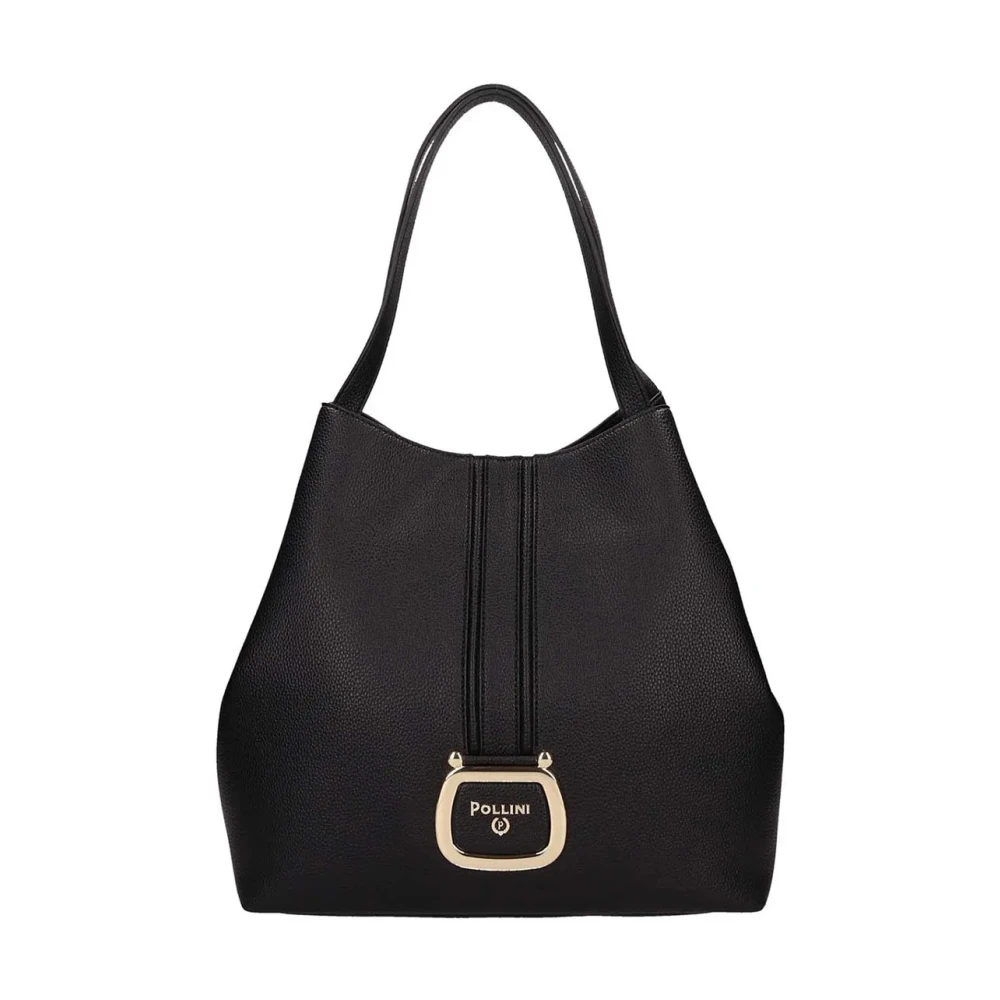 Pollini Zwarte Schoudertas met Metalen Logo Black Dames