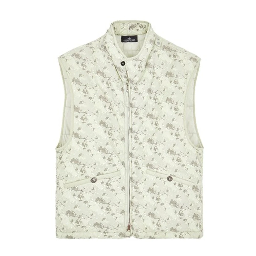 Stone Island Gedrukte Geborstelde Mouwloze Gilet Green Heren