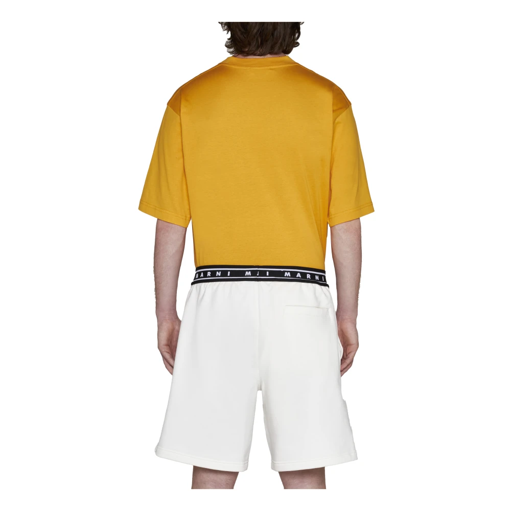 Marni Logo-Print Elastische Taille Shorts White Heren