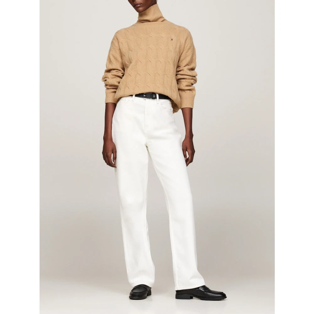 Tommy Hilfiger Zachte wol kabelgebreide trui Beige Dames