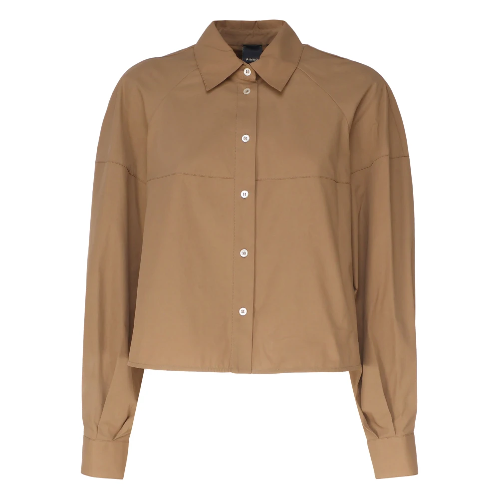 Pinko Katoenen knoopshirt Italiaanse kraag Brown Dames