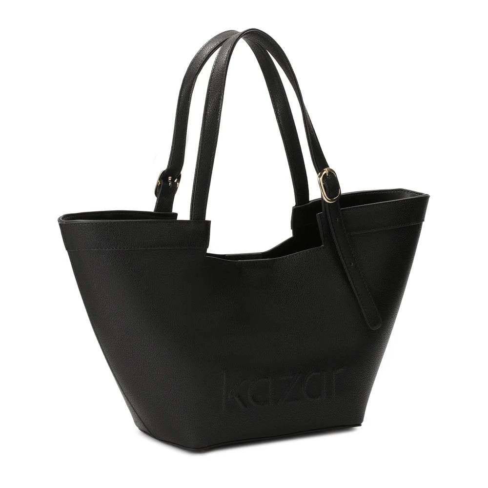 Kazar Leren trapeze schoudertas Black Dames