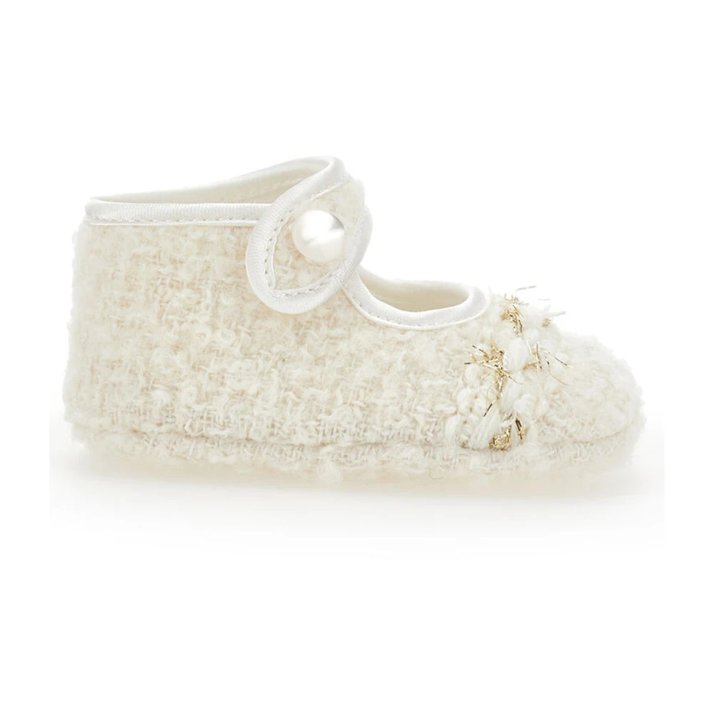 Monnalisa Women's Cream Bouclé Fabric Ballet Flats - Image 2