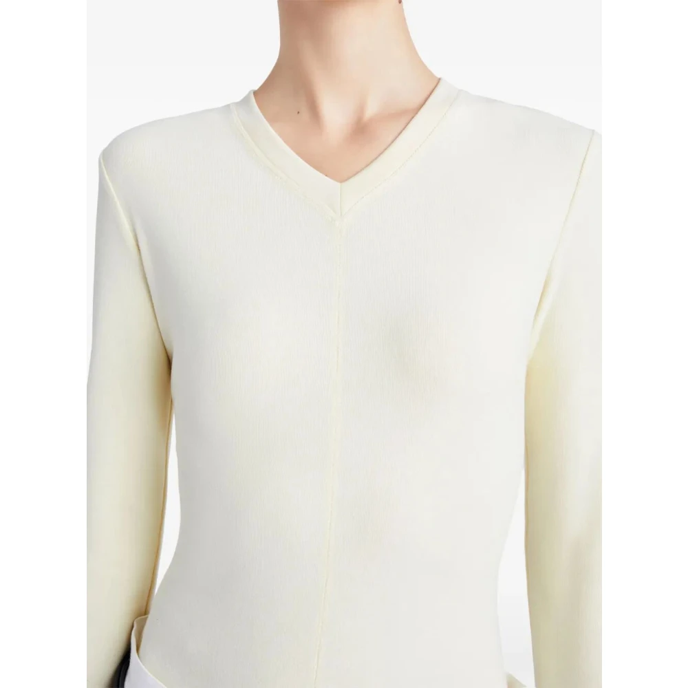 Proenza Schouler Geborsteld Rib Bodysuit Beige Dames