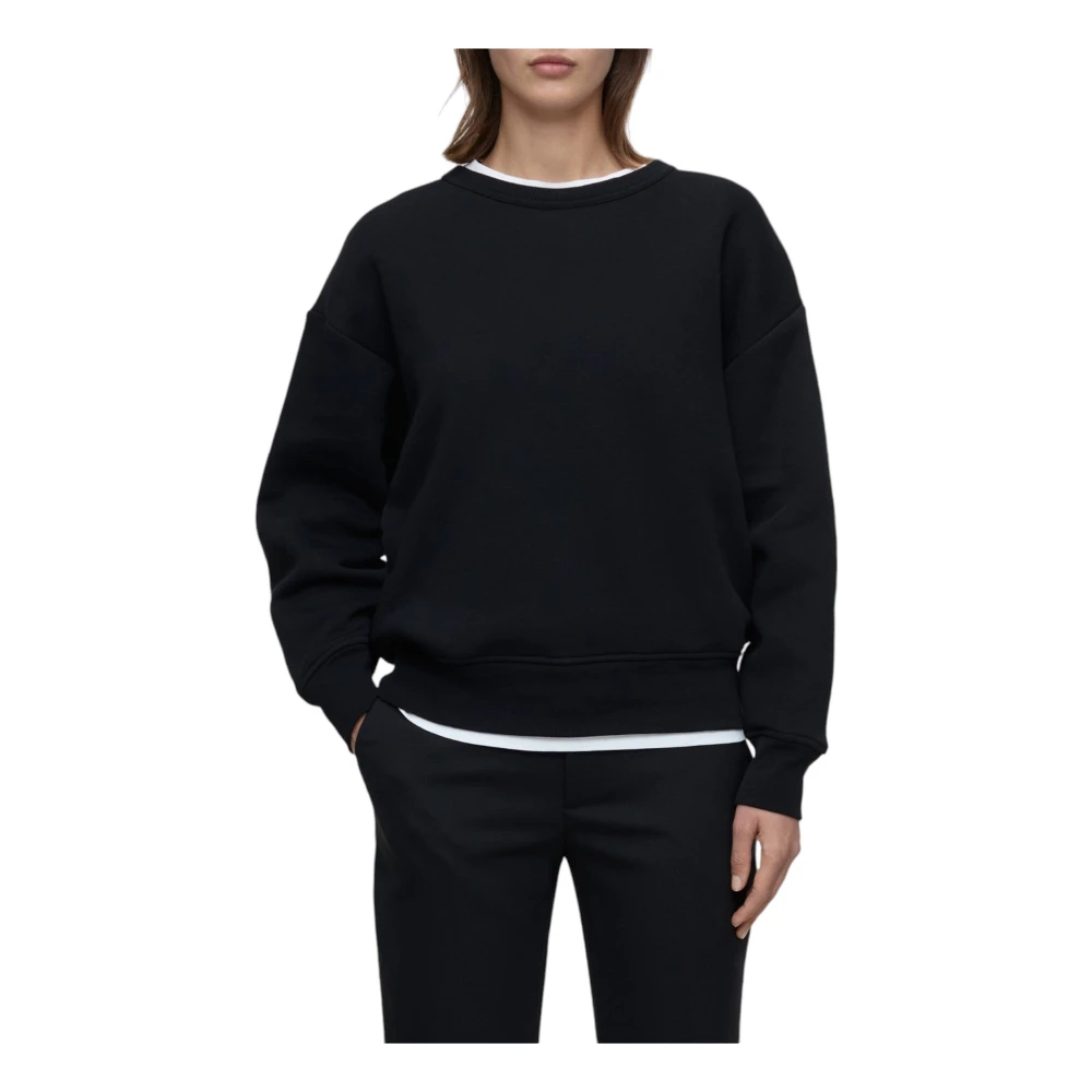 Closed Sweatshirt met print en ribdetails Black Dames