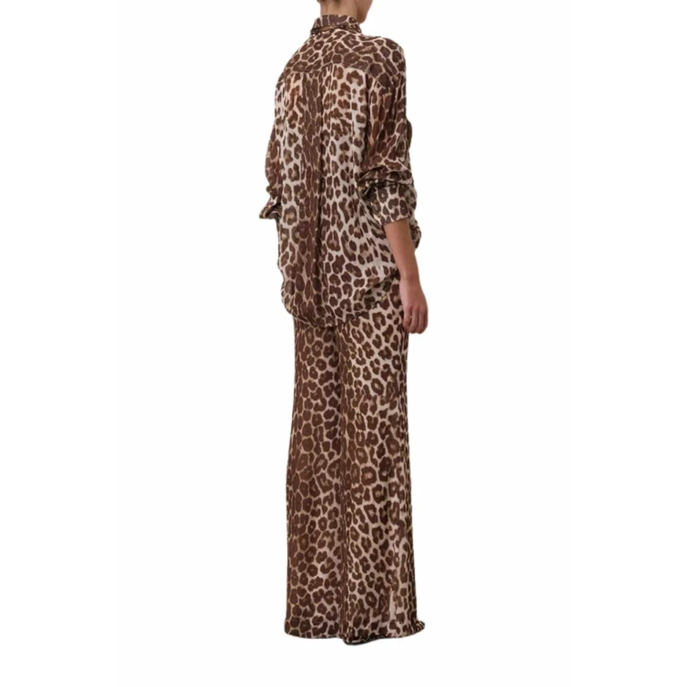 Zimmermann Luipaardprint Shirt met Halsdoek Brown Dames