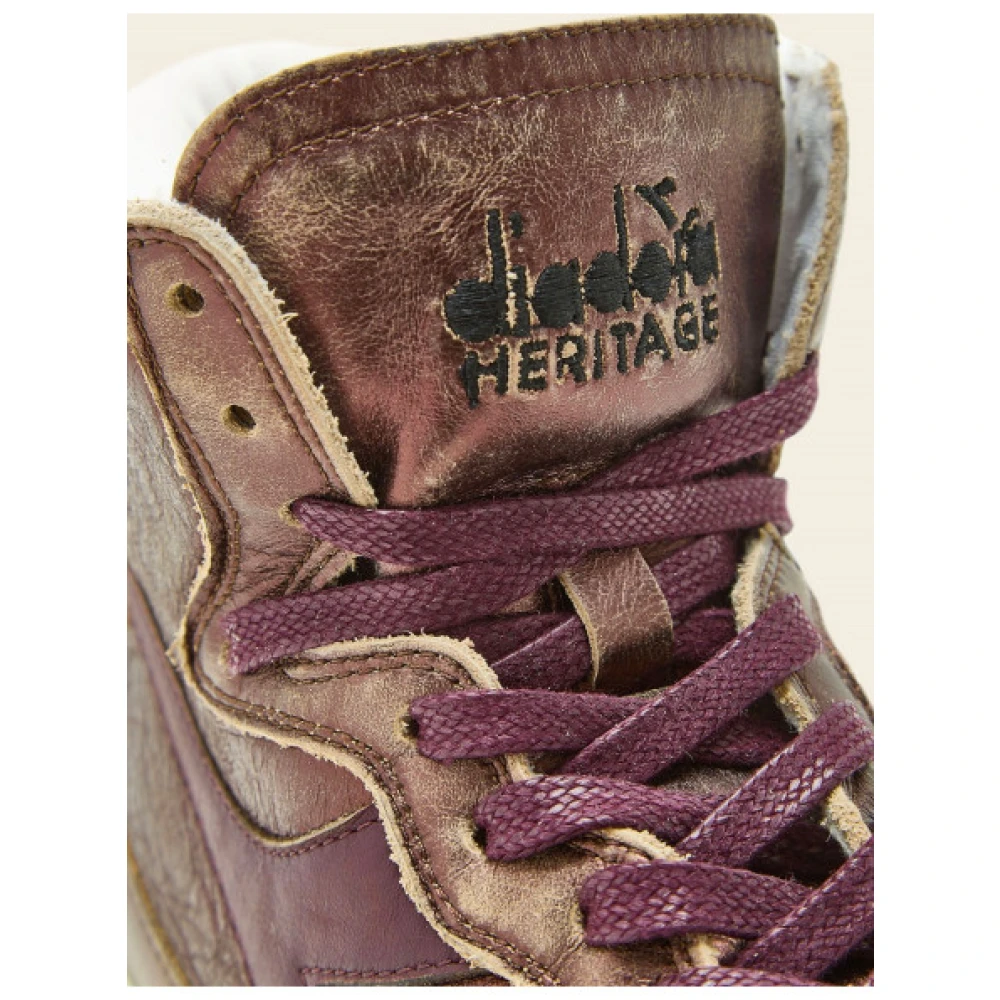 Diadora Metallic Leren Hoge Sneakers Brown Dames