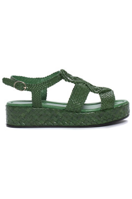 handvavd-romersk-plattform-sandal-gron