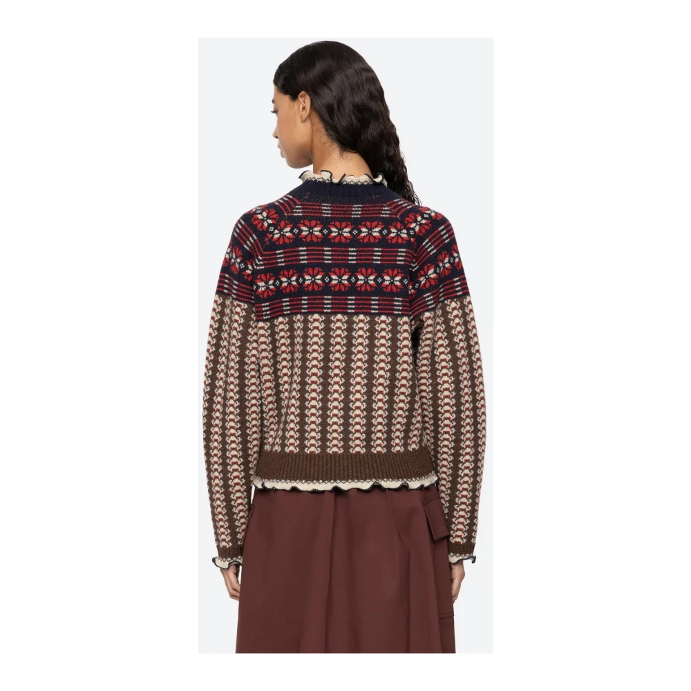 Sea NY Fair Isle Gebreide Trui met Ruchedetails Blue Dames