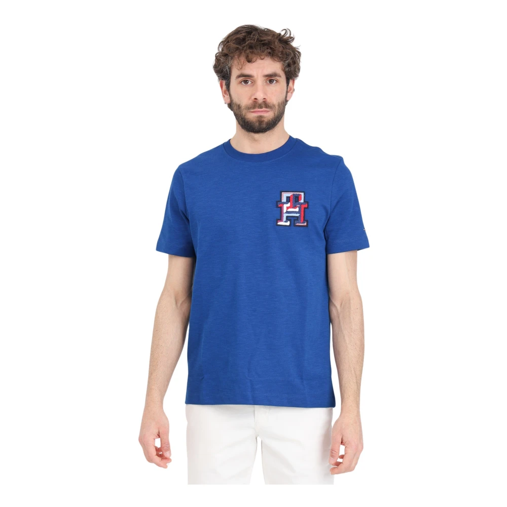 Tommy Hilfiger Blauw Logo Patch T-shirt Heren Collectie Blue Heren