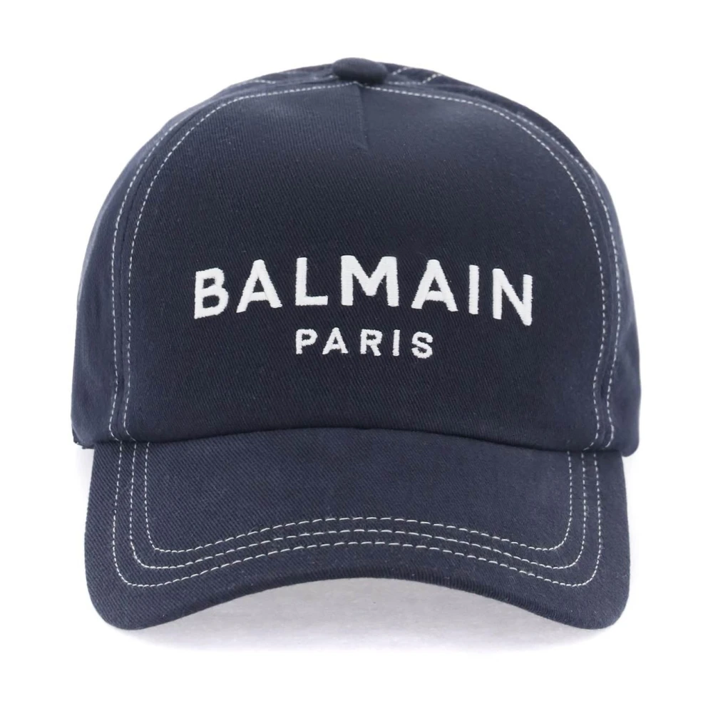 Balmain Logo Baseball Cap Blue Heren