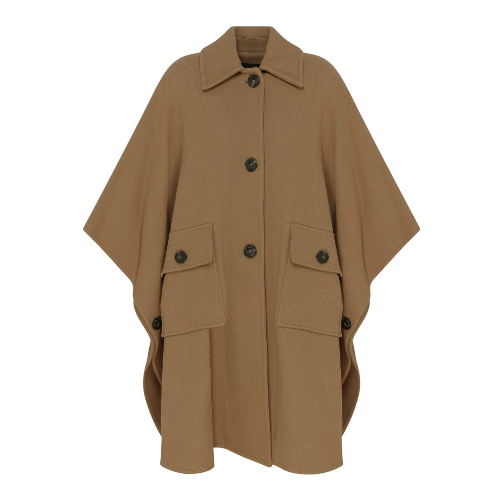 Pinko Kameel Wollen Jas Brown Dames