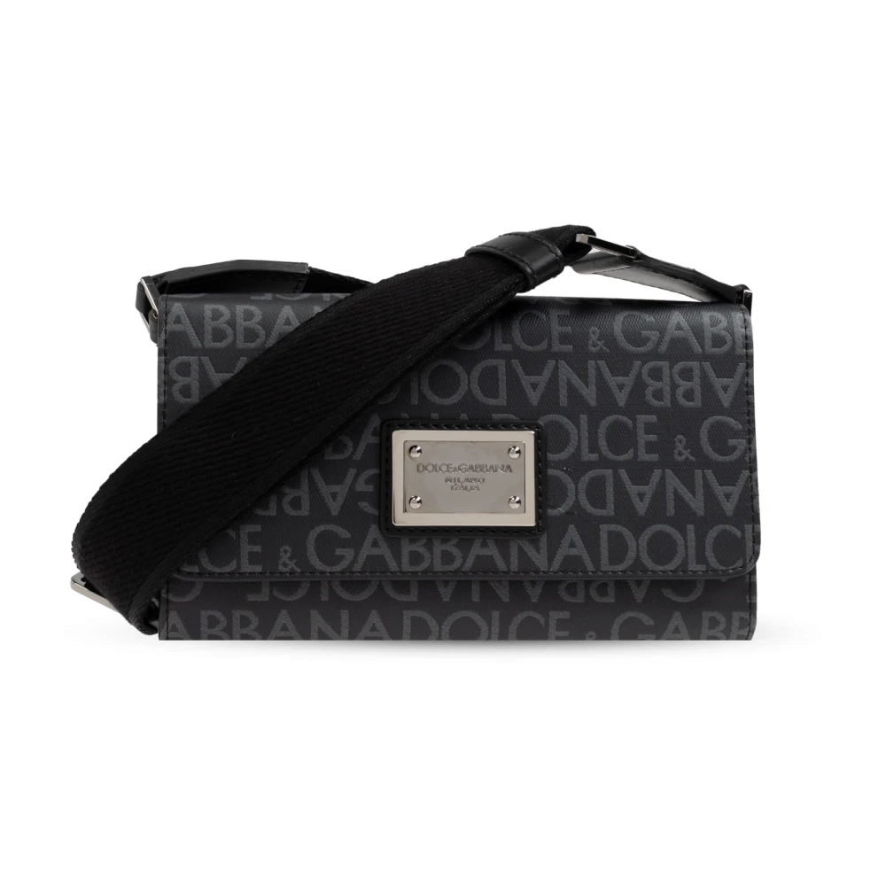 Dolce & Gabbana Zwarte Katoenen Crossbody Tas Black Heren