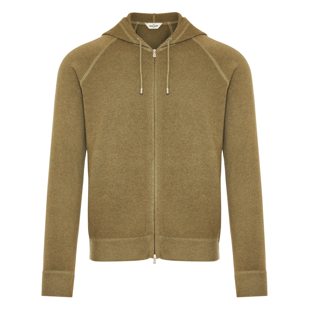 Gran Sasso Luxe Wol Kasjmier Hoodie Volledige Rits Green Heren