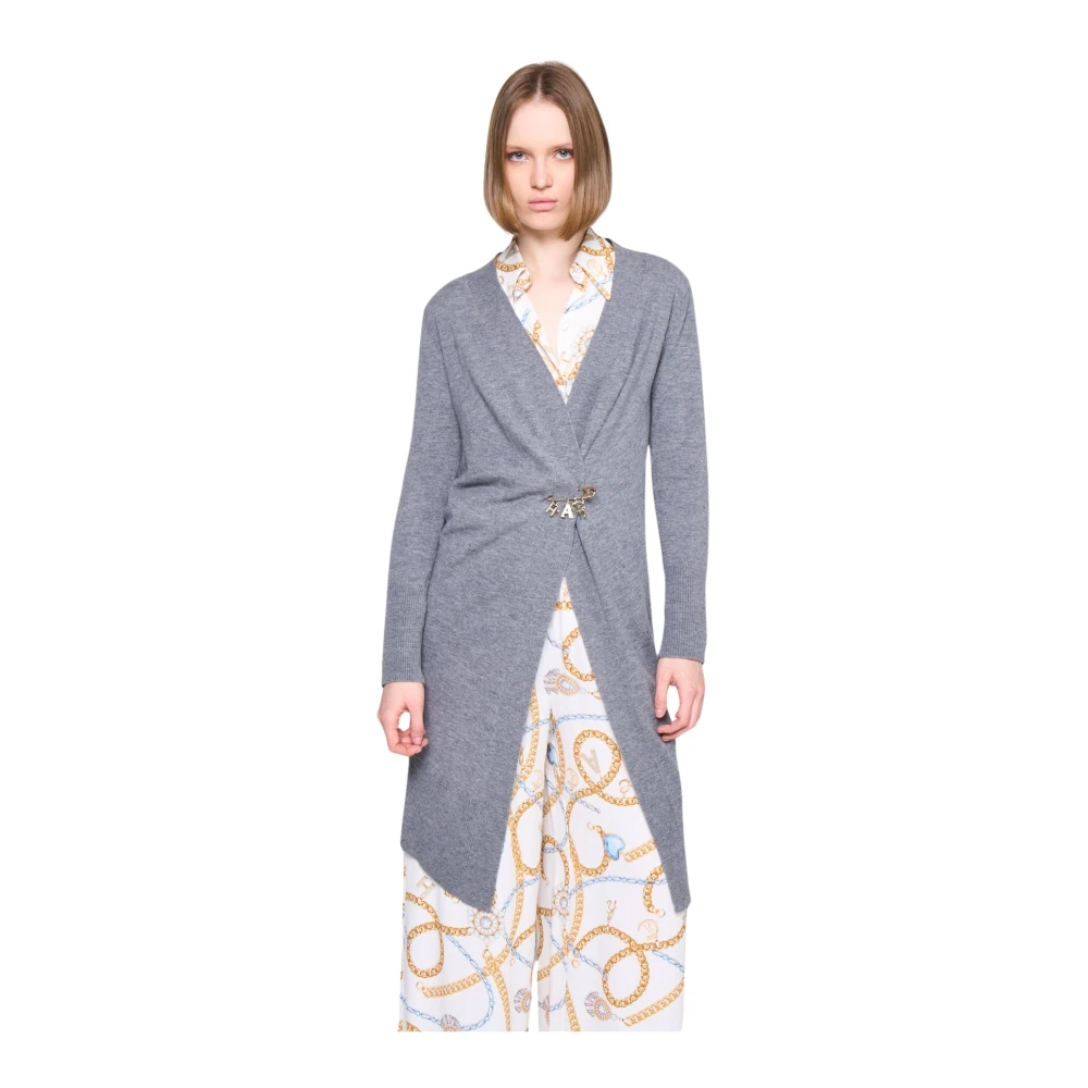 Silvian Heach Lang Vest met Broche Gray Dames