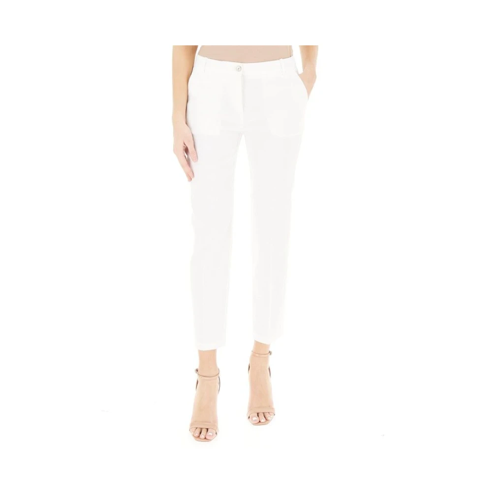 Pinko Women's White Cropped Trousers, L, Bello Trousers