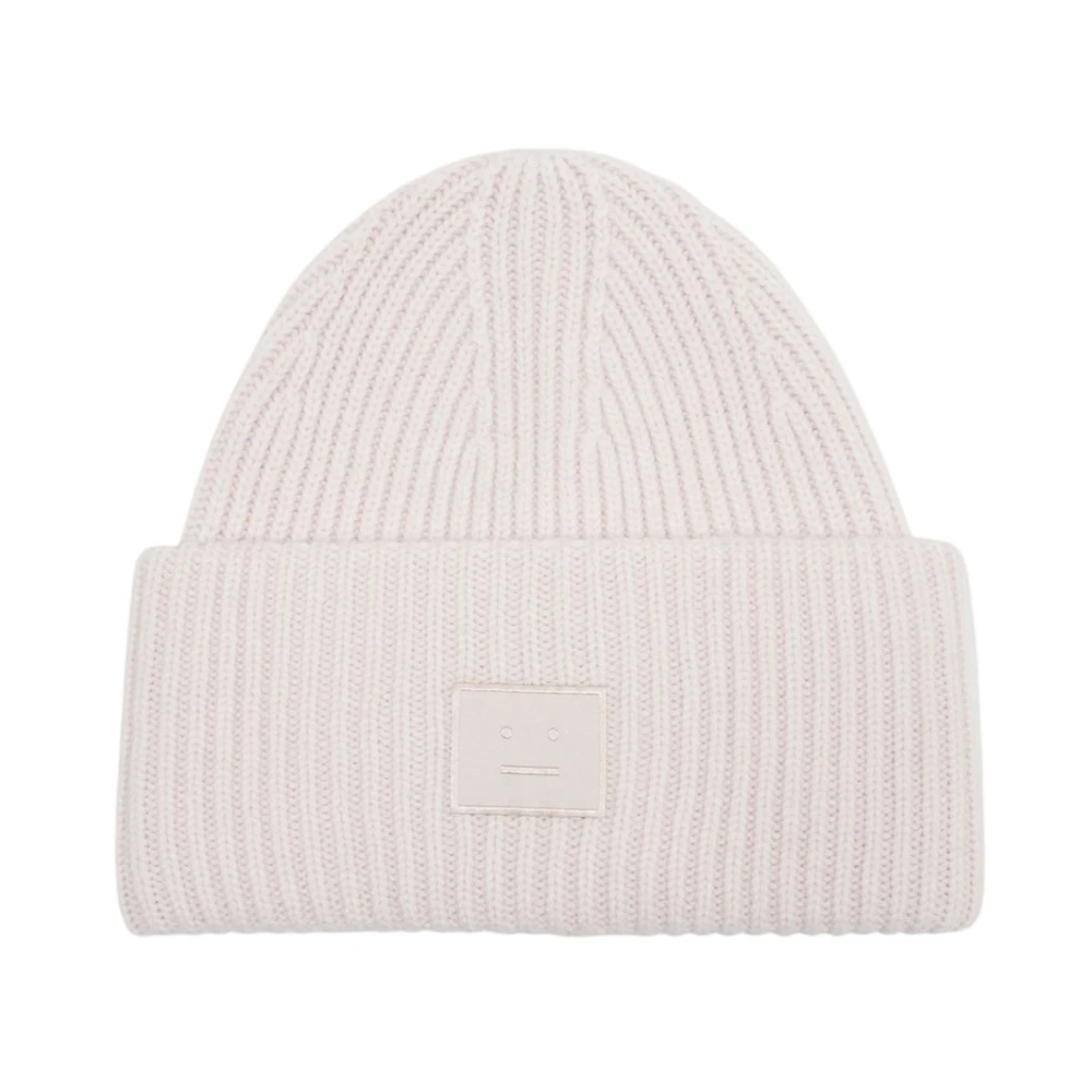 Acne Studios Unisex Beige Large Face Logo Beanie - Accessories - One Size - Accessories