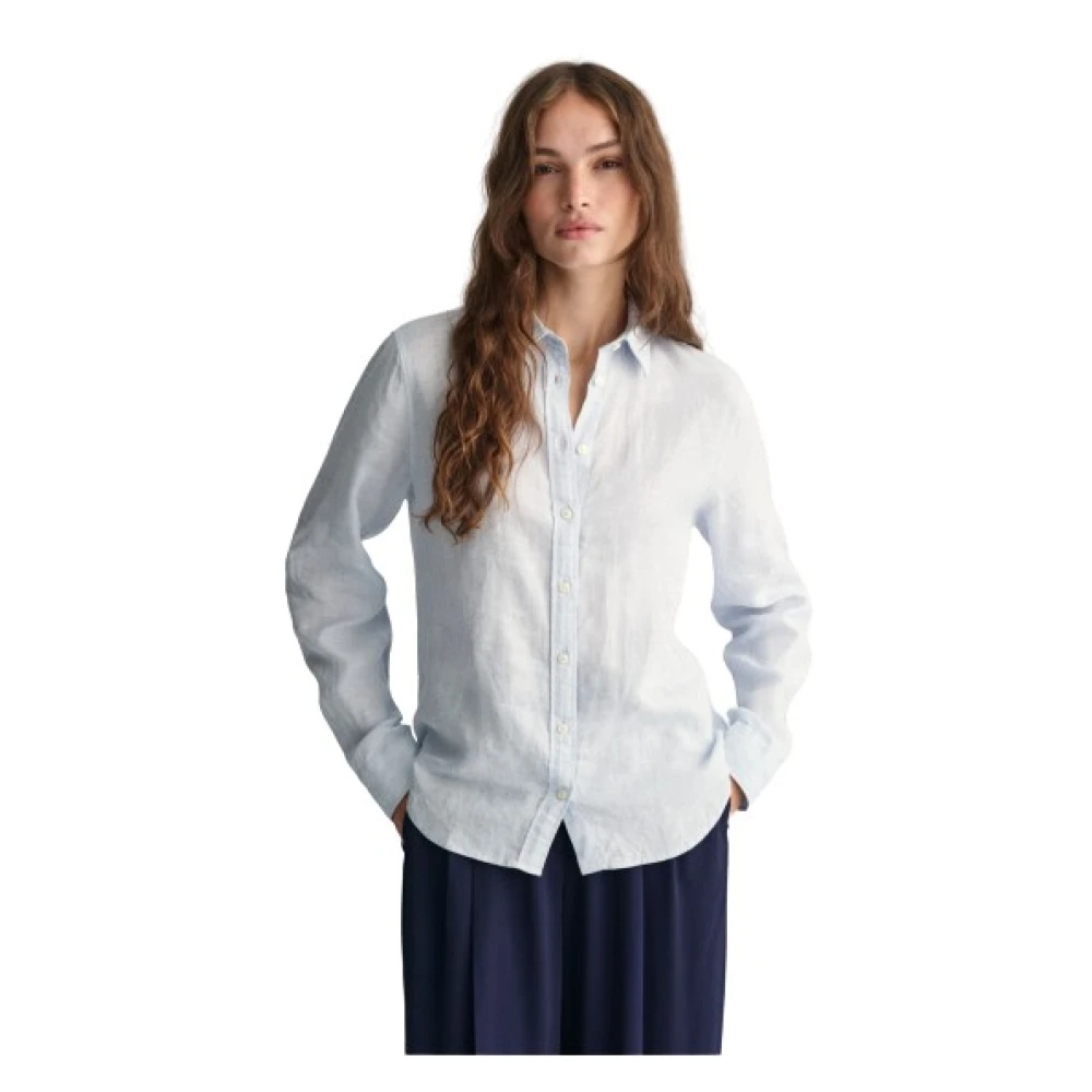 Gant Linnen Chambray Overhemd Blue Dames