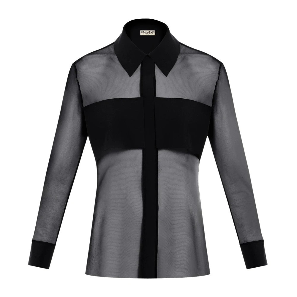 Chiara Boni Illusion Zwarte Shirt Black Dames