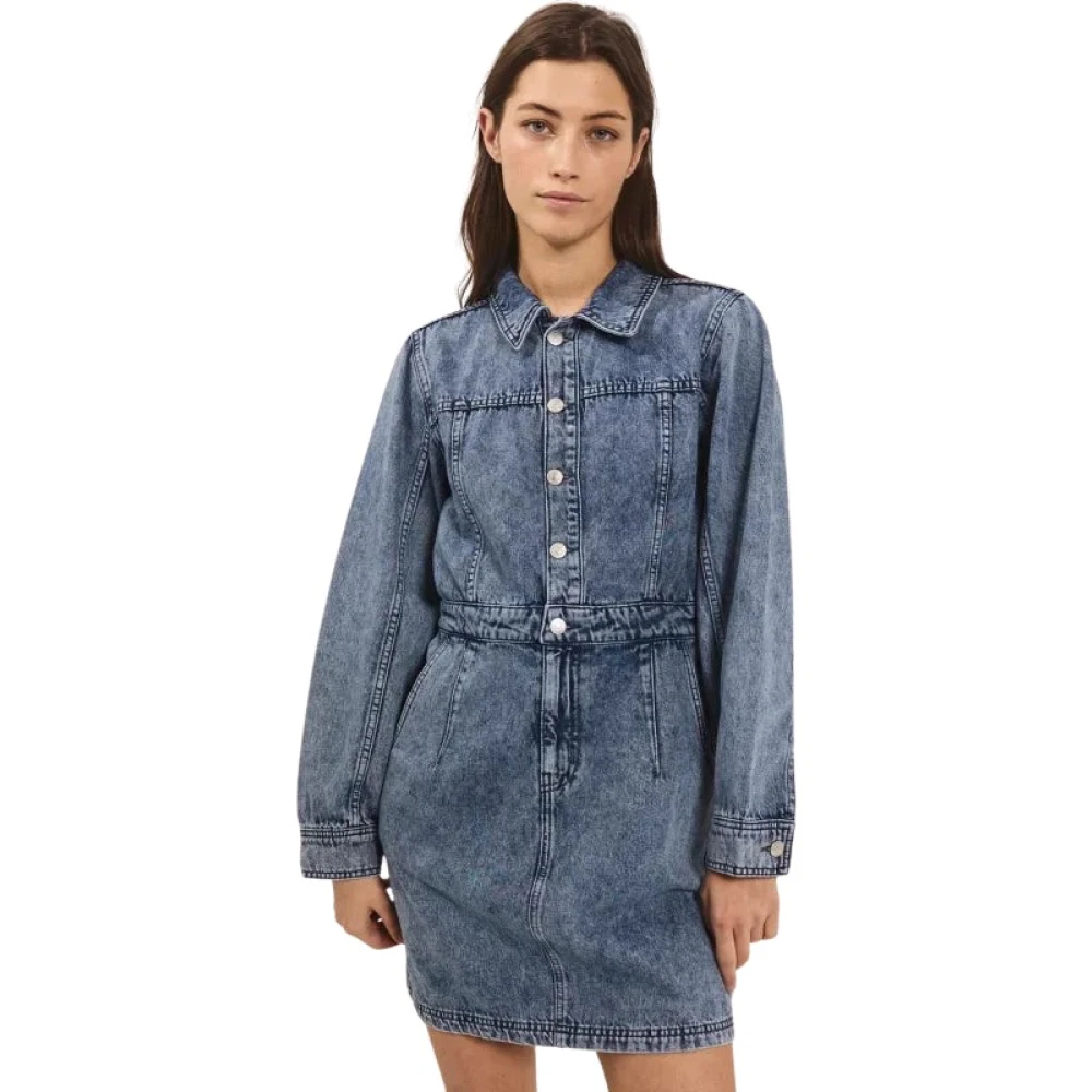 Norr Lichtblauwe Denim Jurk Blue Dames