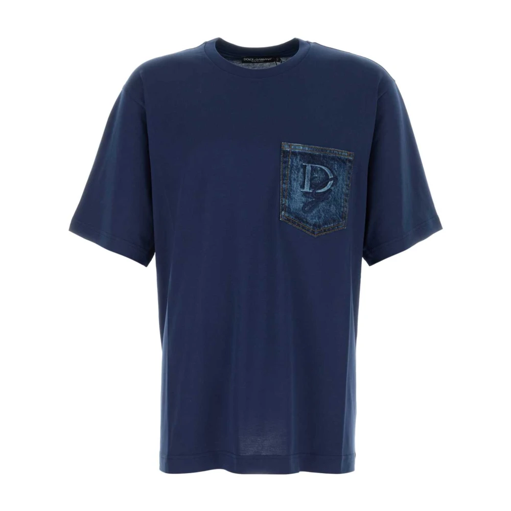 Dolce & Gabbana Blue T-Shirts, Male, Xl, Oversize Cotton T-Shirt