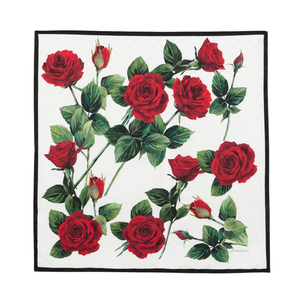 Dolce & Gabbana Elegante Zijden Sjaal in Rood Multicolor Dames