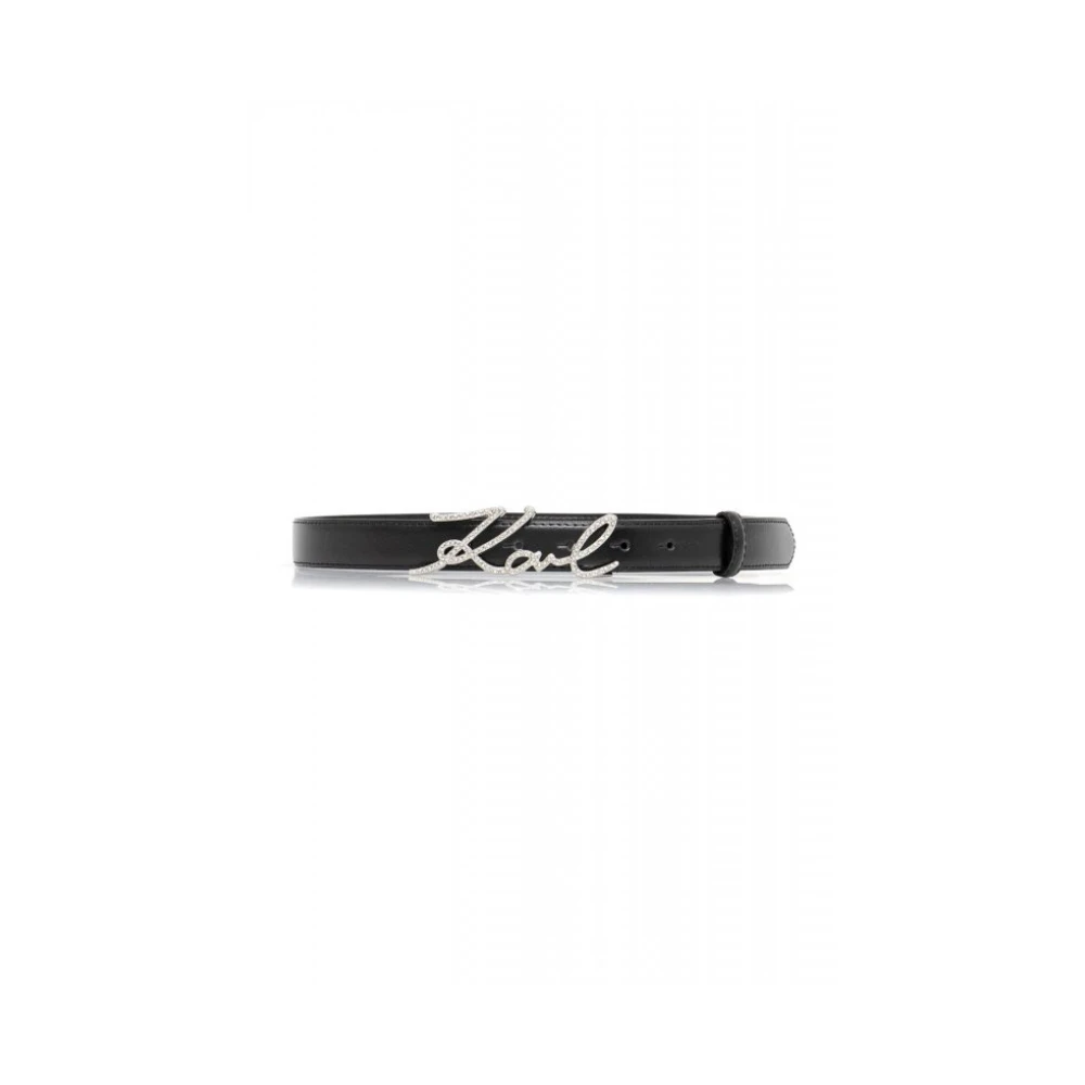 Karl Lagerfeld Black Round Buckle Leather Belt - Unisex - Belts - 85 Cm - Accessories