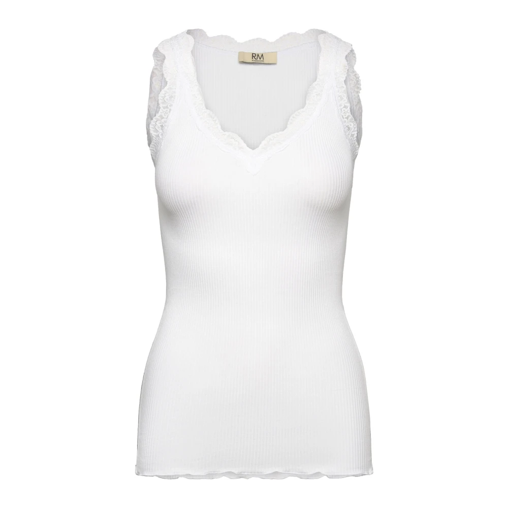 Rosemunde Witte Kant Top met Gekrulde Rand White Dames