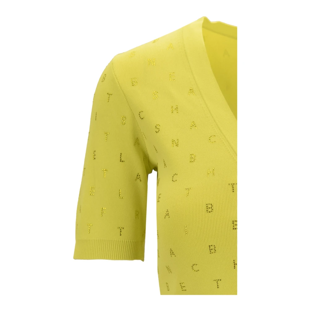 Elisabetta Franchi Kristalversierde V-hals Crop Top Yellow Dames