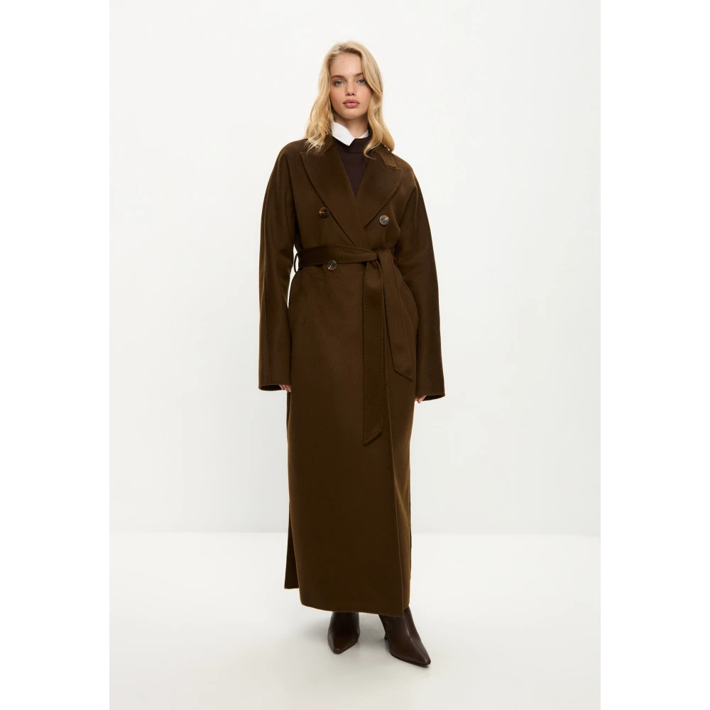 Cesare Gaspari Klassieke Luxe Lange Jas Rosie Bruin Brown Dames