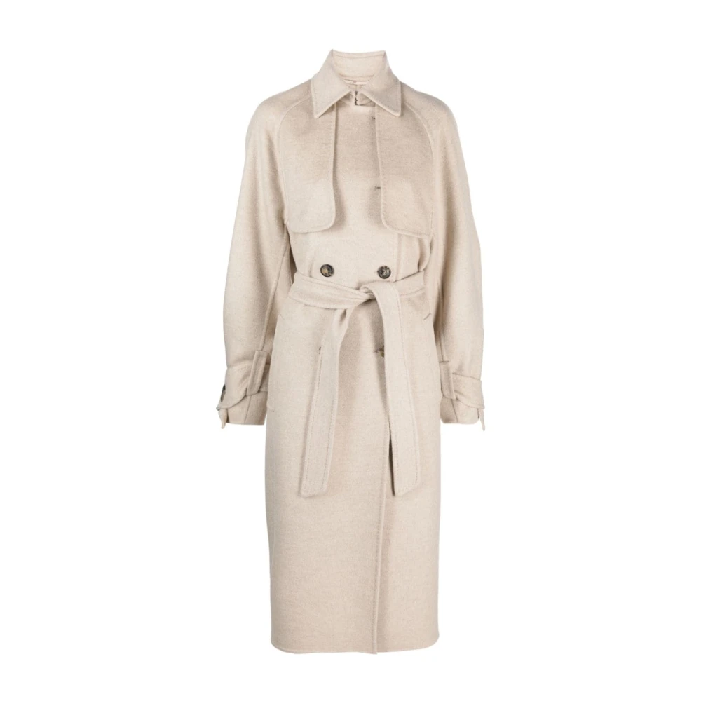 Max Mara Dubbelknäppt trenchcoat i ren kaschmir Beige, Dam