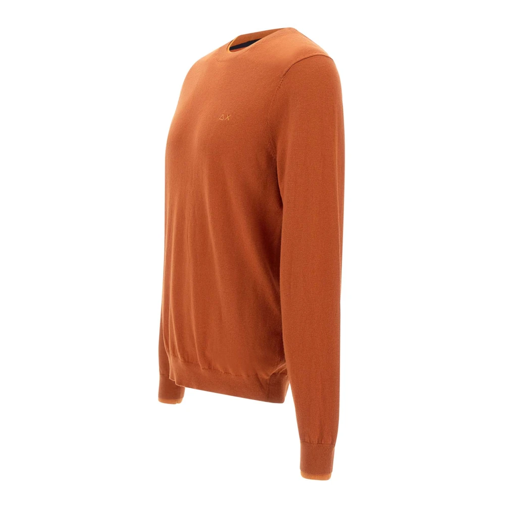 Sun68 Roest Crew Neck Sweater met Logo Orange Heren