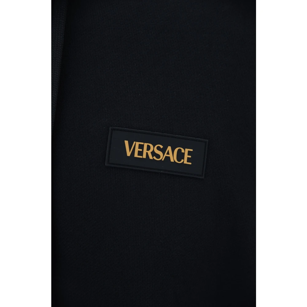 Versace Heren hoodie met multicolor detail Black Heren