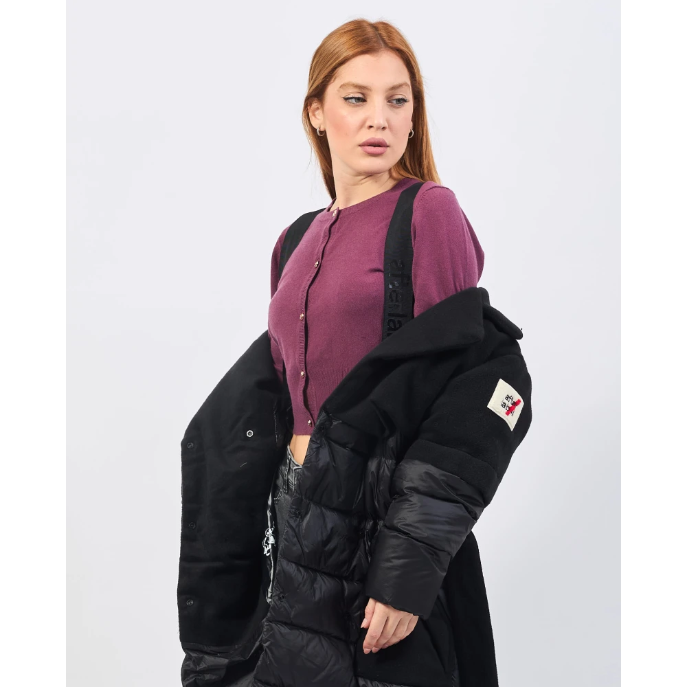 Afterlabel Lang Zwart Gewatteerd Jas Black Dames