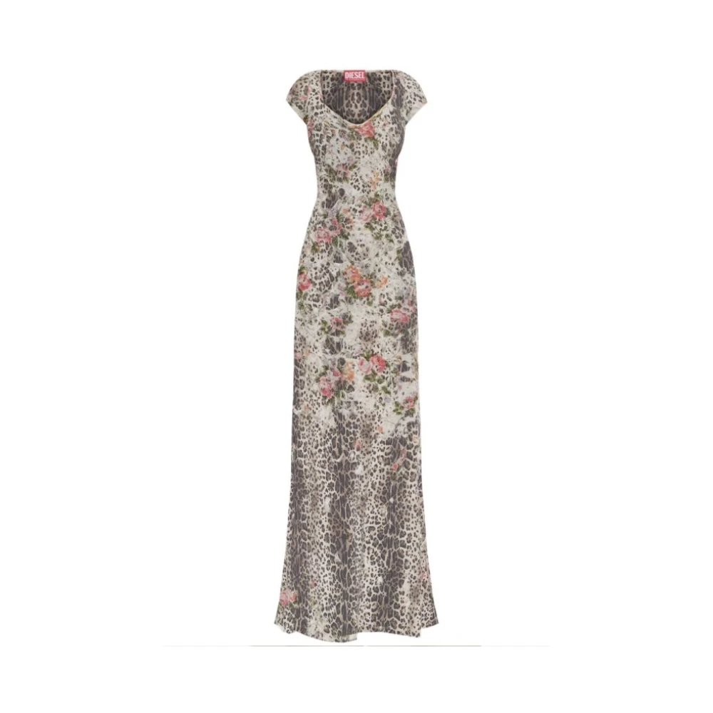 Diesel Dierenprint Viscose Jurk met A-lijn Multicolor Dames