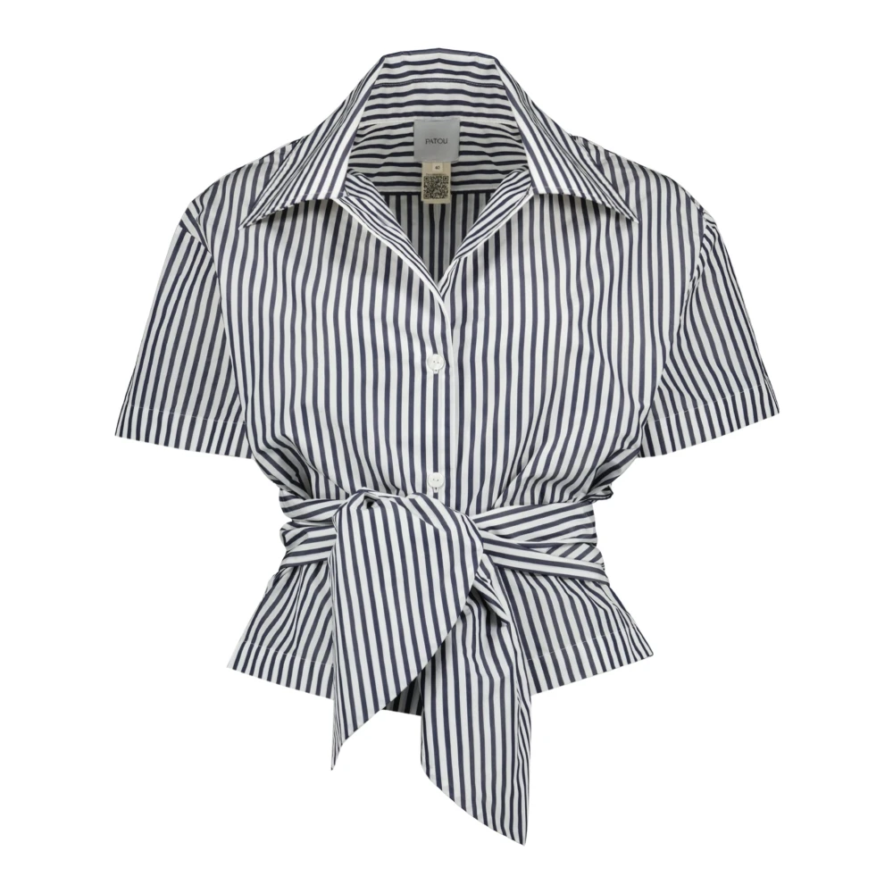 Patou Women's Blue Striped Knotted Shirt