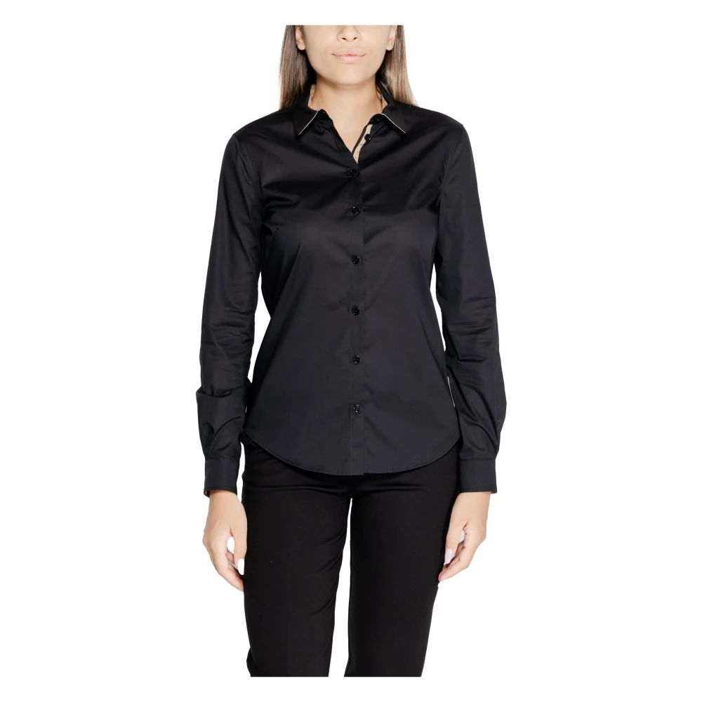 Alviero Martini 1a Classe Zwart Effen Shirt met Lange Mouwen voor Vrouwen Black Dames