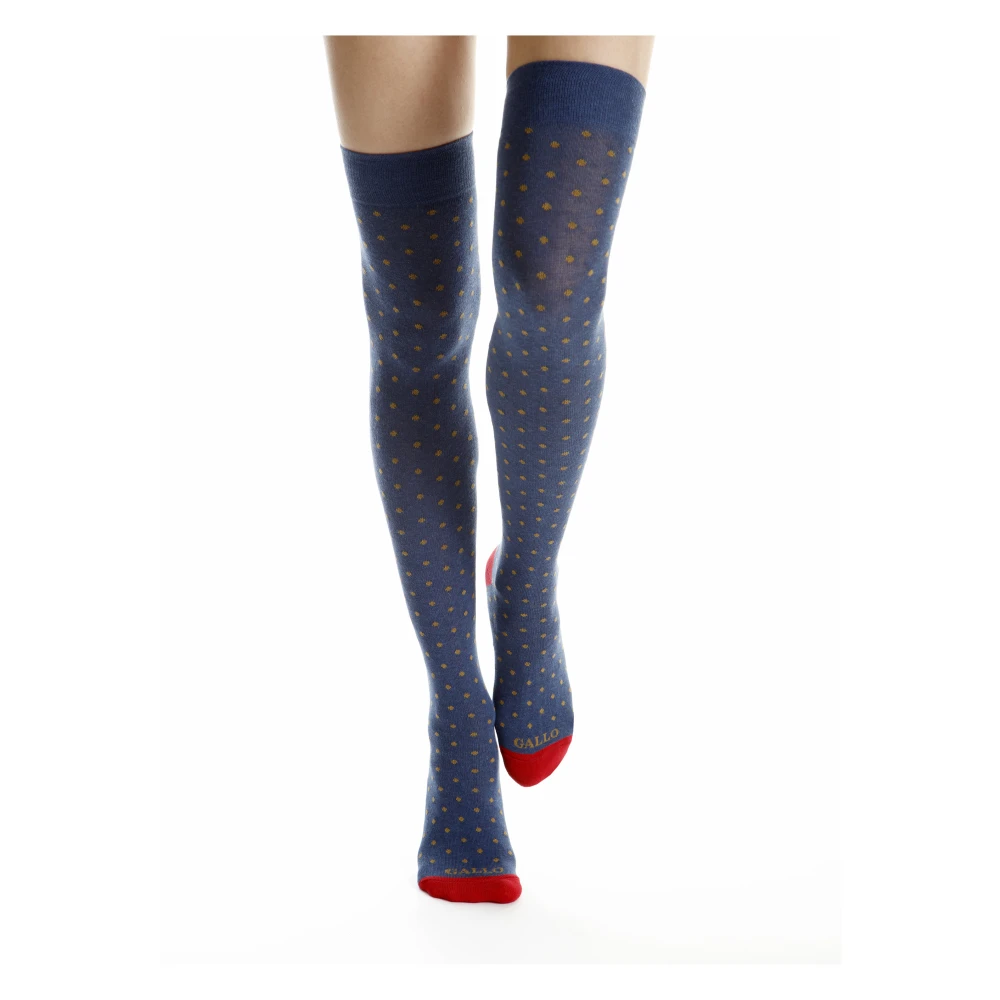 Gallo Blauwe katoenen kniekousen voor dames met stippenpatroon Multicolor Dames