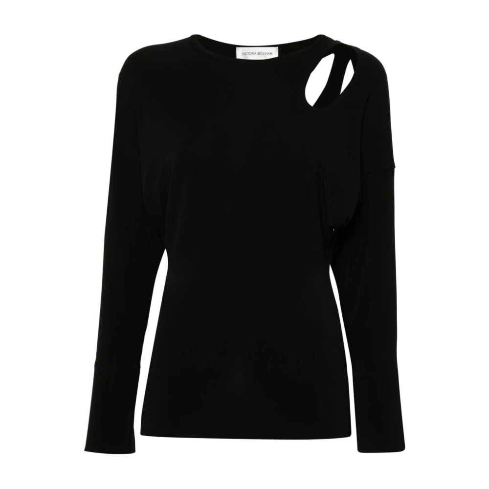 Victoria Beckham Zwarte Asymmetrische Twist Top Black Dames