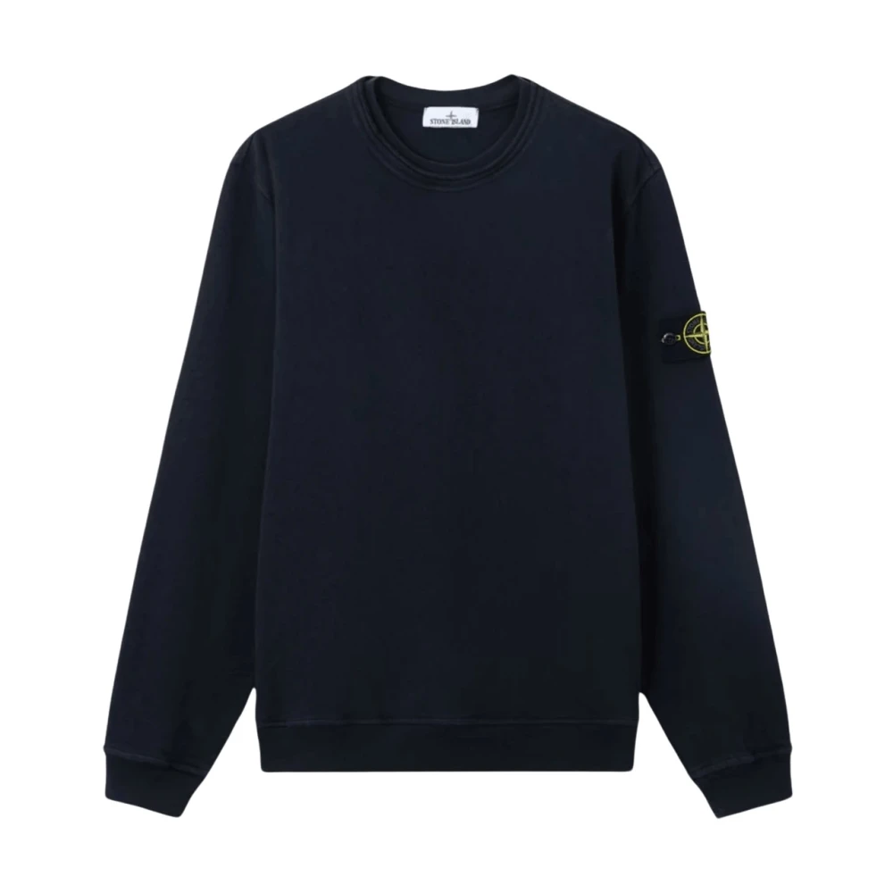 Stone Island Blue Old' Effect Malfilé Fleece Sweatshirt - Male - Sweatshirts - 2XL - Sweatshirts & Hoodies