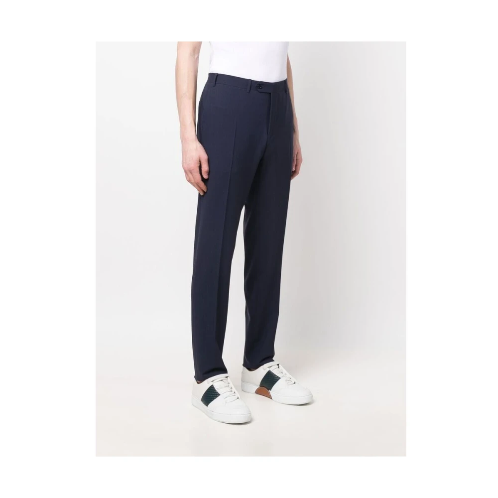 Canali Donkerblauwe Slim-Fit Wollen Broek Blue Heren