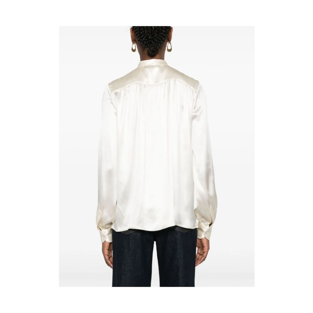 Tom Ford Off-White Zijden Pofmouw Overhemd Beige Dames