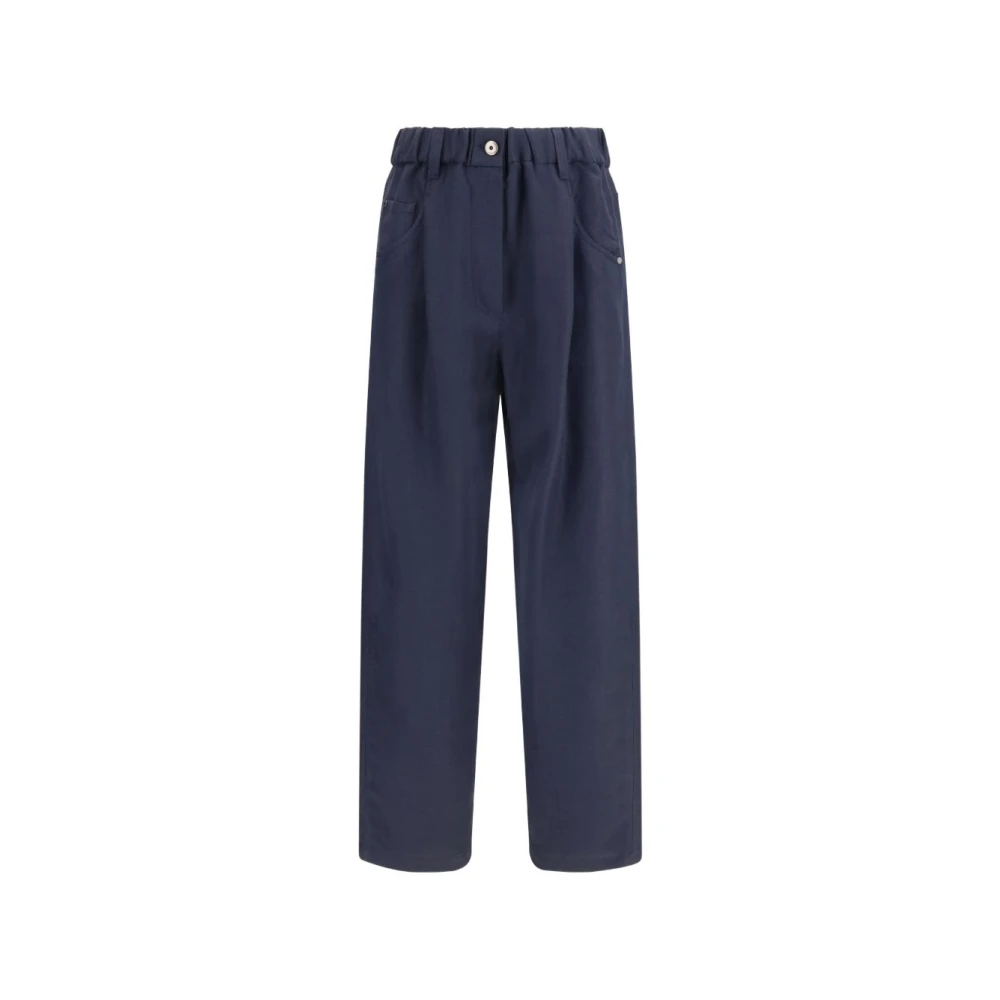 Brunello Cucinelli Women's Blue Wide Trousers, S, Rtw...