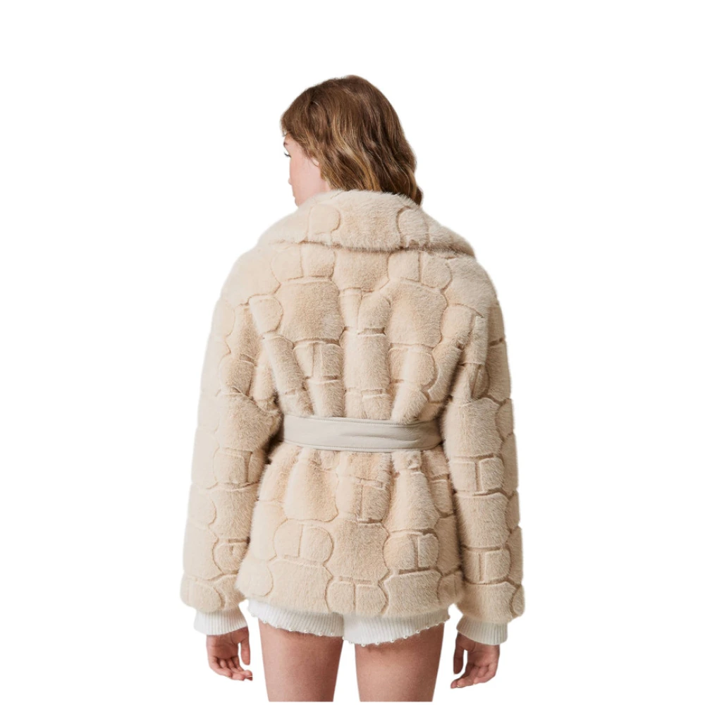 Twinset Stijlvolle Nepbontjas Beige Dames