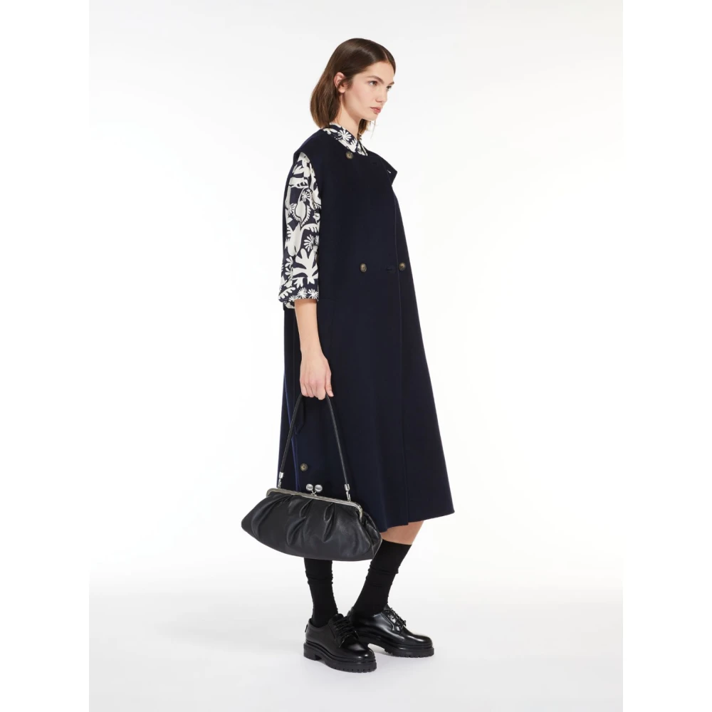 Max Mara Weekend Blauwe Wol Double-Breasted Jas Blue Dames