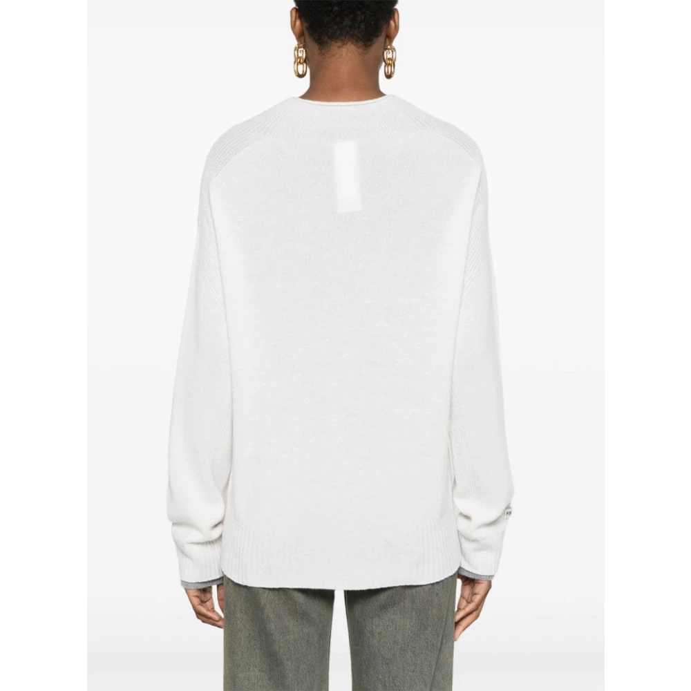 pinko Geribbelde Gebreide Trui met Logopatch White Dames