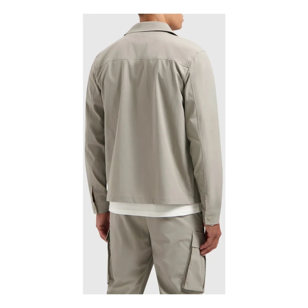 Pure Path Stretch Crêpe Overshirt in Taupe Gray Heren