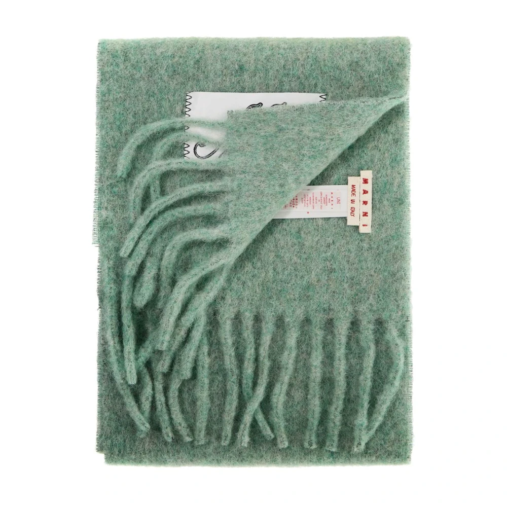 Marni Gestreepte Mohair Franje Sjaal Green Dames