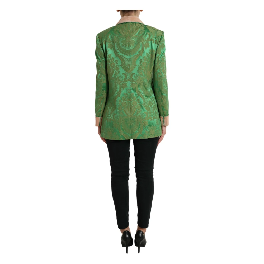 Dolce & Gabbana Groene Bloemen Double Breasted Jas Green Dames